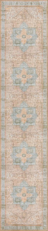 Clive · Medallion Washable Rug, brown and blue