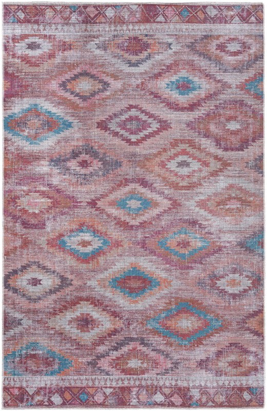 Uttley · Diamond tribal Washable Rug, terracotta and turquoise