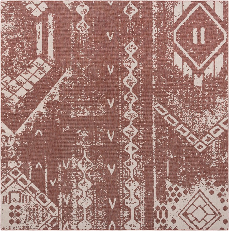 13' x 13' Wildman · Patchwork Outdoor Rug, rust red