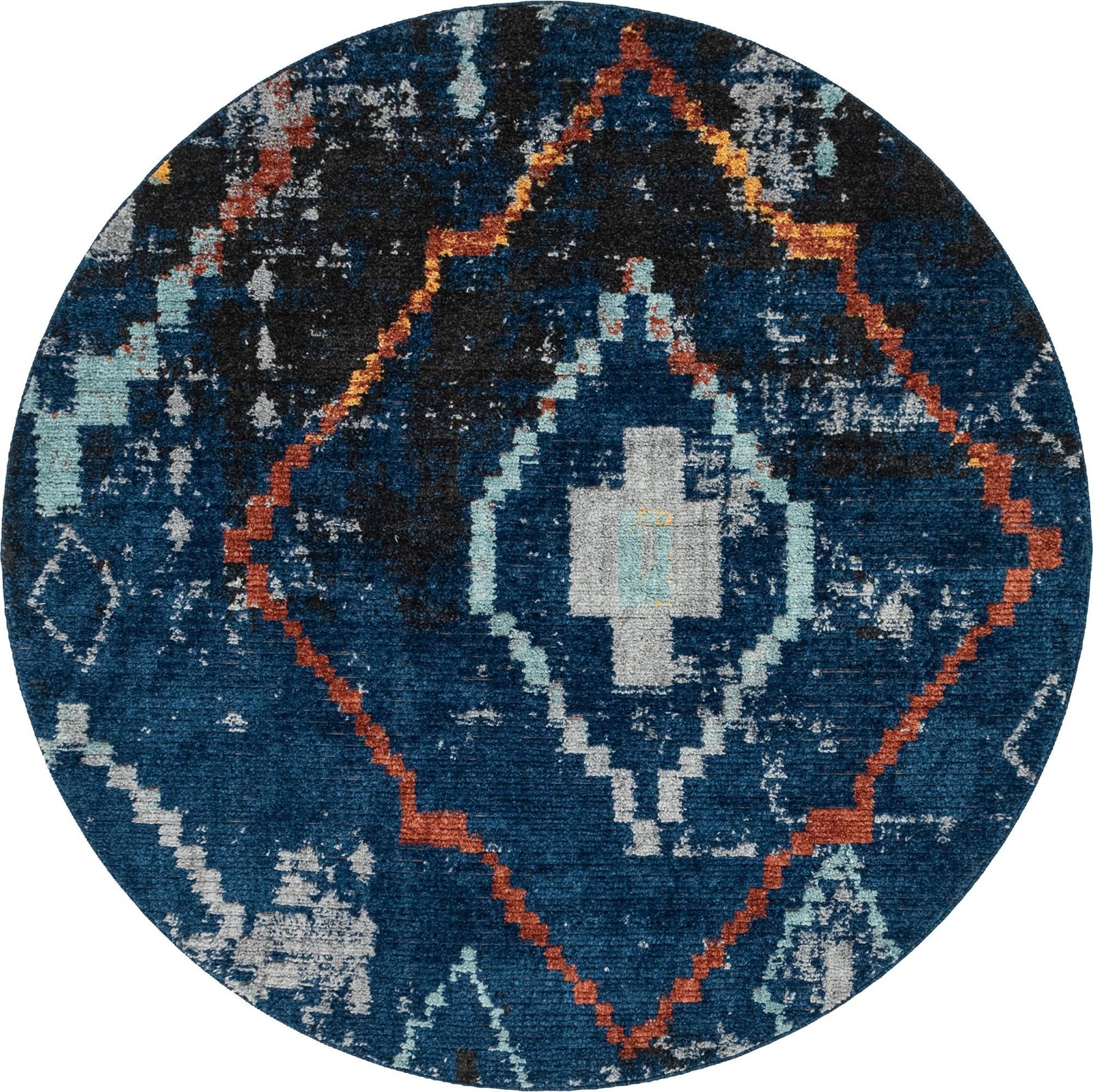 7' x 7' Burr · Abstract rug, navy