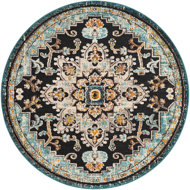 6' x 6' Oldham · Medallion Outdoor Rug, navy blue