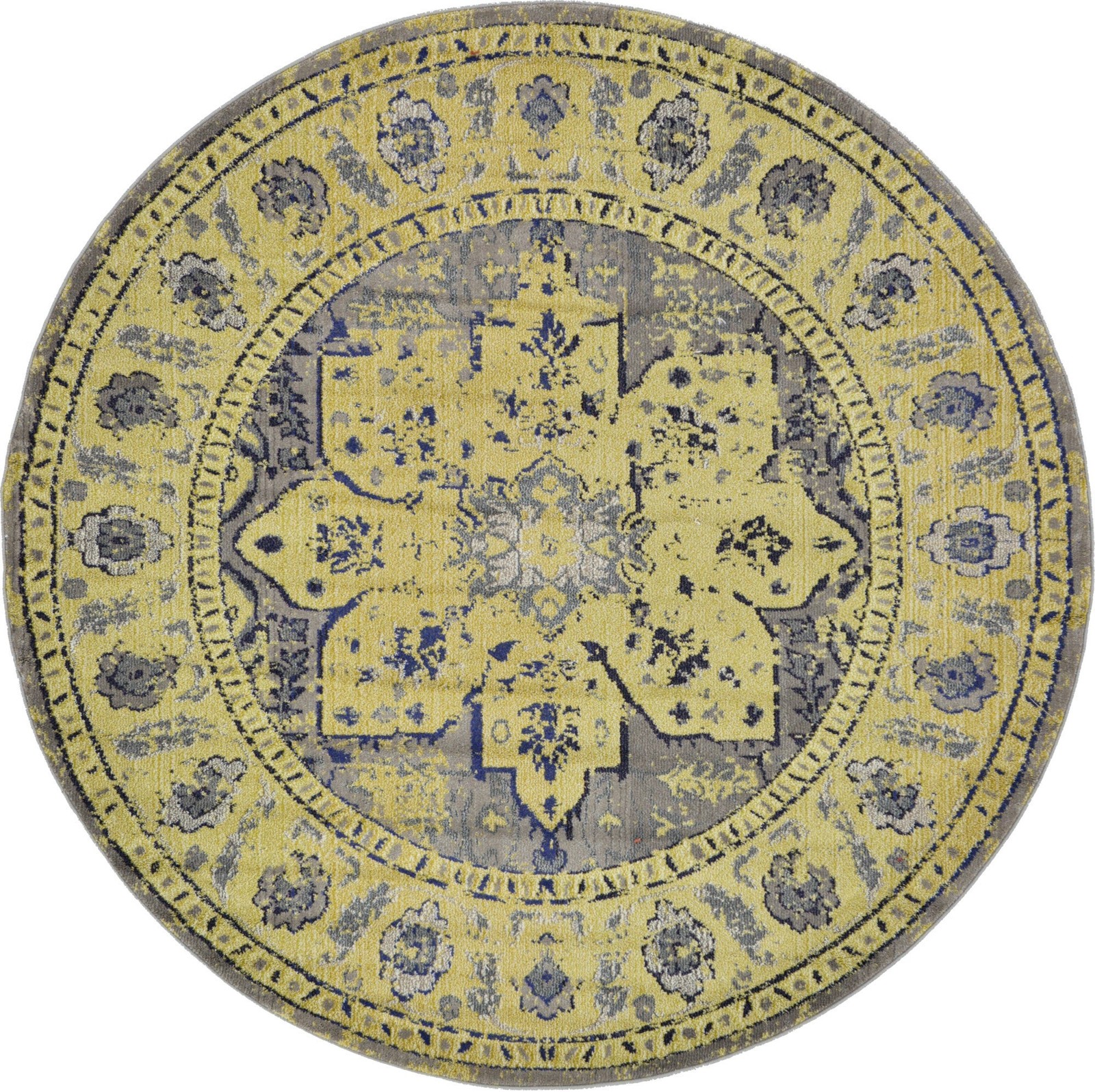 8' x 8' Tuttle · Medallion Washable Rug, gold and gray