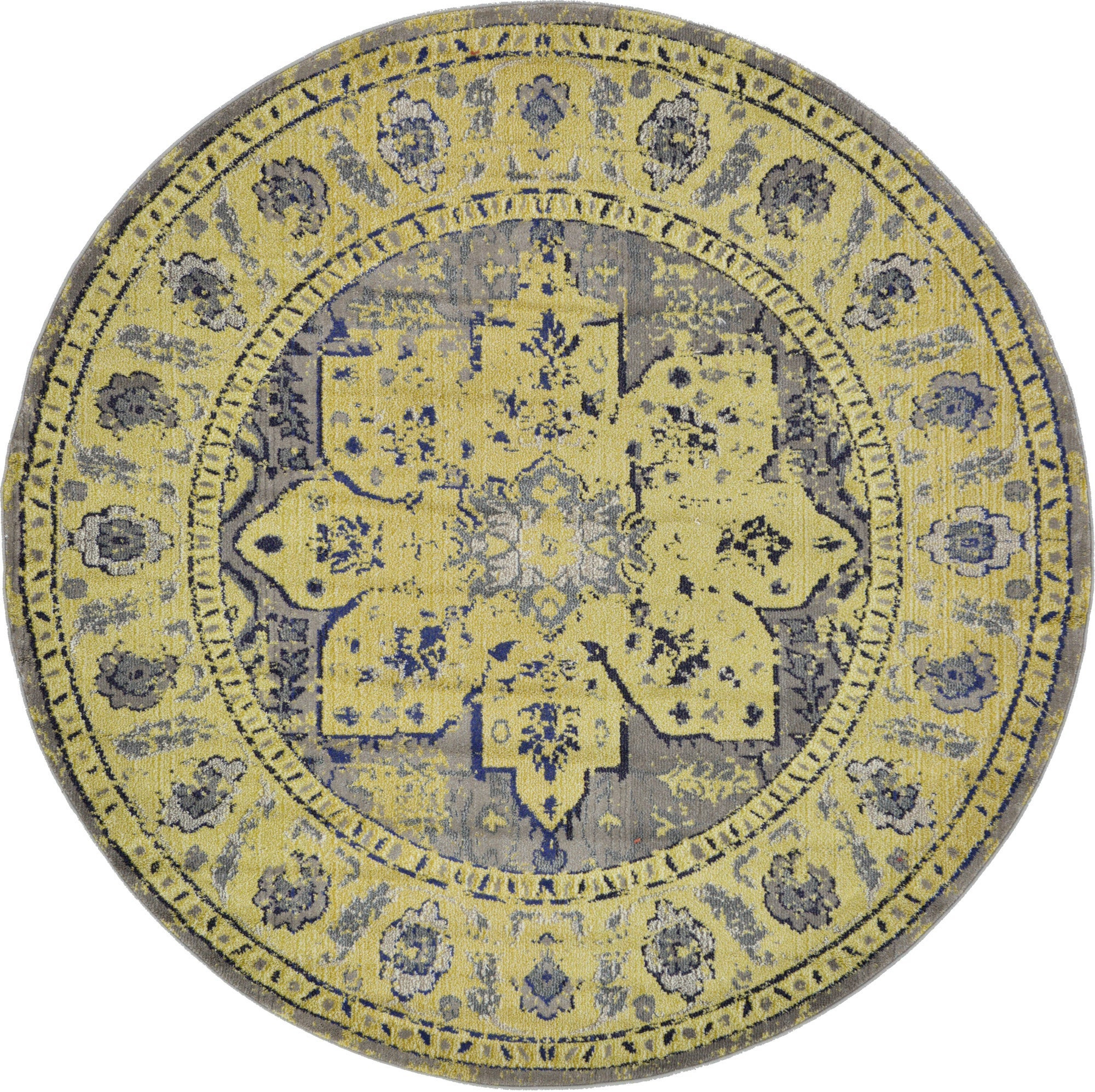 8' x 8' Tuttle · Medallion Washable Rug, gold and gray