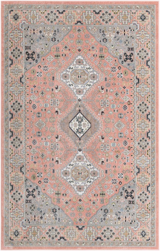 Middlebury · Border Washable Rug, rose pink