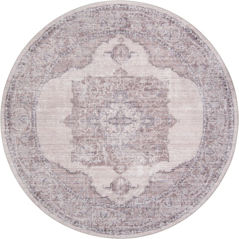 Hazelle · Medallion Washable Rug, ivory and gray