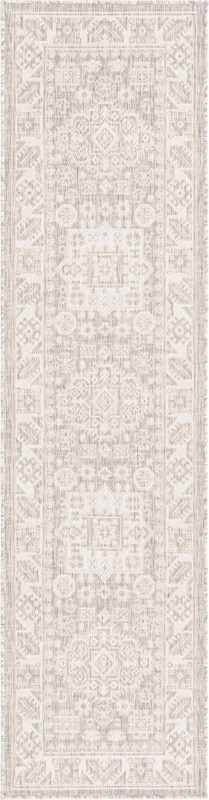 2' x 8' Bellamy · Border Outdoor Rug, light gray