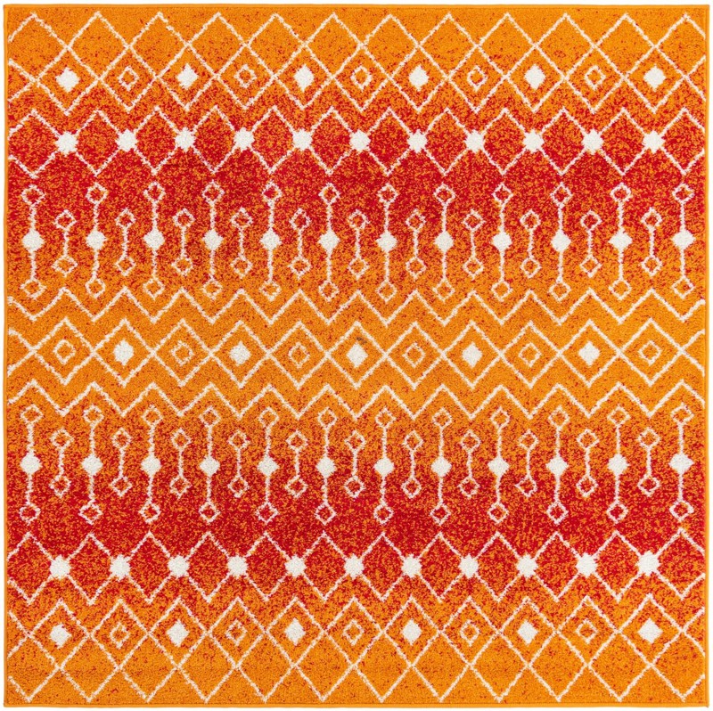 6' x 6' Boswell · Geometric diamond rug, orange and ivory