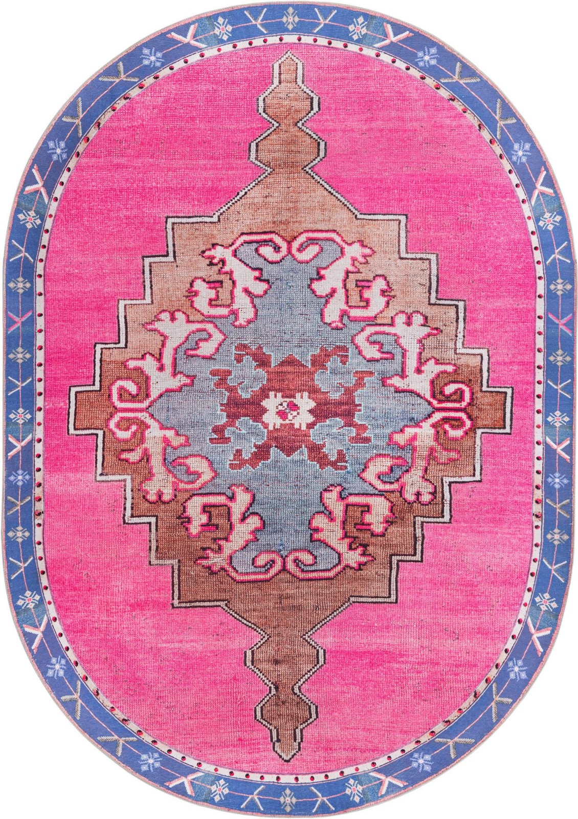 7' 6 x 10' 6 Sanderson · Border Washable Rug, fushia