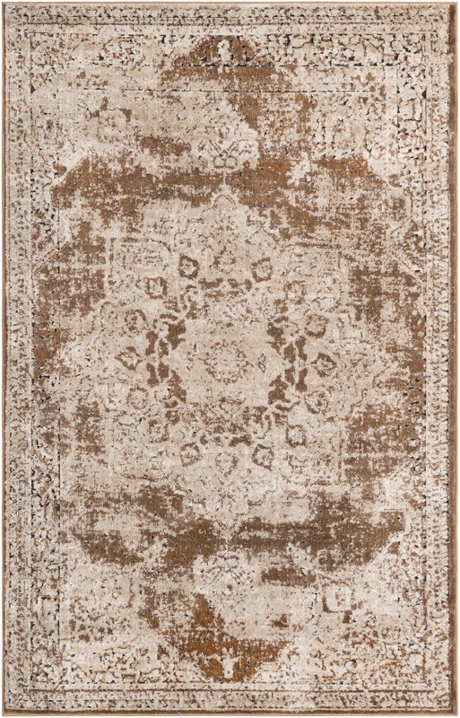 Todd · Distressed medallion rug, khaki and beige