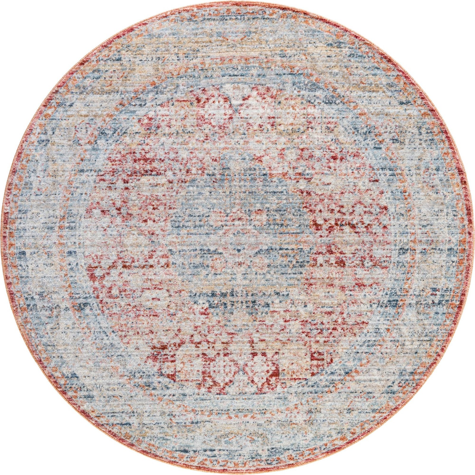 3' 10 x 3' 10 Meridian · Border rug, red