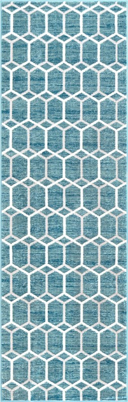 3' x 10' Babcock · Geometric rug, blue