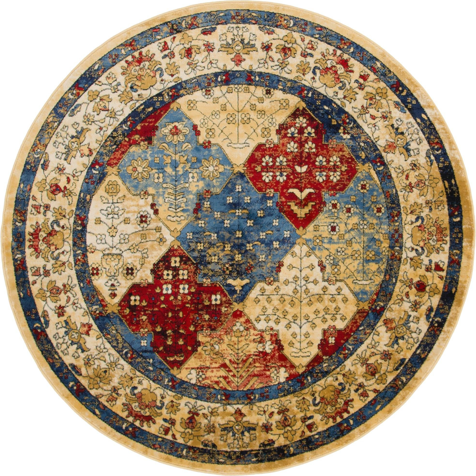 5' x 5' Blaine · Border rug, multi