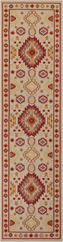 2' 7 x 10' Whitfield · Diamond Outdoor Rug, beige and rust red