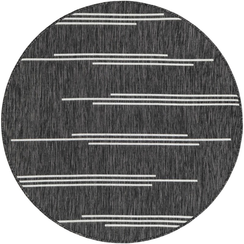 4' x 4' Farrow · Lines Outdoor Rug, black and white