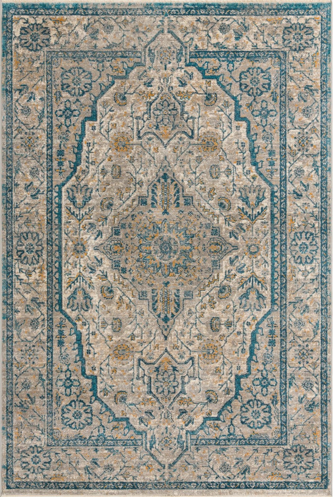 6' x 9' 2 Thane · Medallion rug, gray and blue