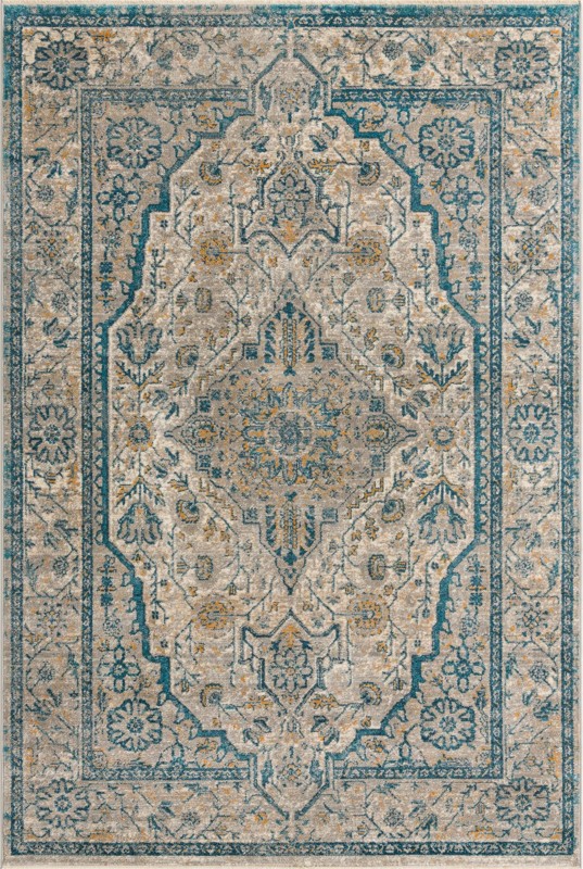 6' x 9' 2 Thane · Medallion rug, gray and blue