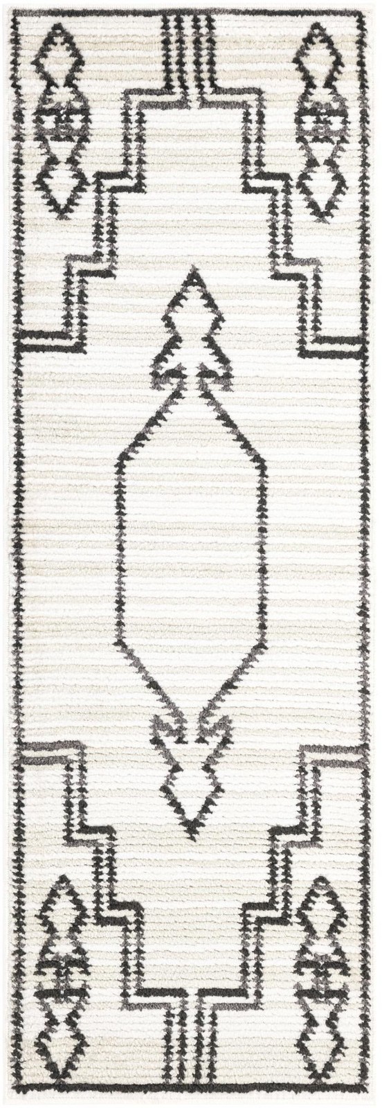 2' x 6' Ivy · Geometric rug, ivory and black