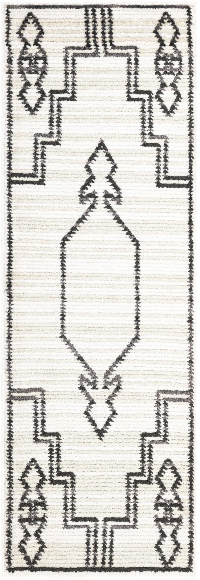 2' x 6' Ivy · Geometric rug, ivory and black