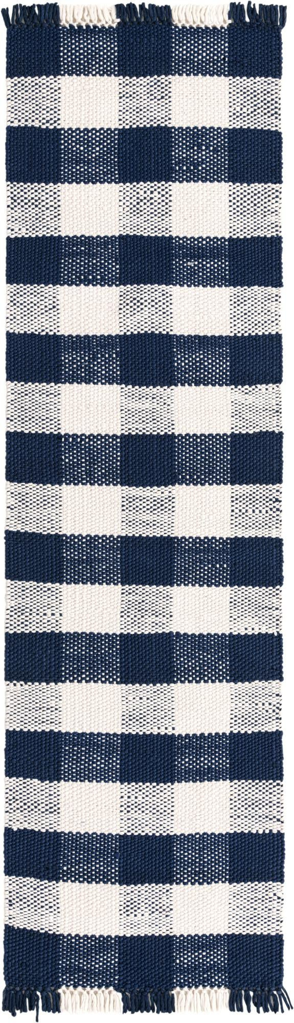2' 7 x 10' Grady · Checkered Washable Outdoor Rug, navy and ivory