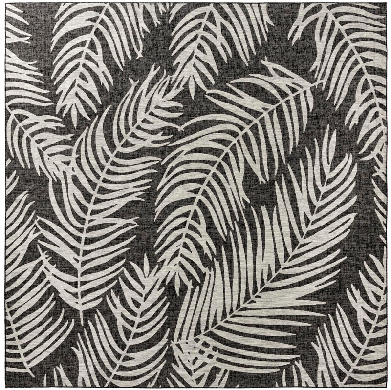 13' x 13' Moody · Floral / botanical Outdoor Rug, charcoal