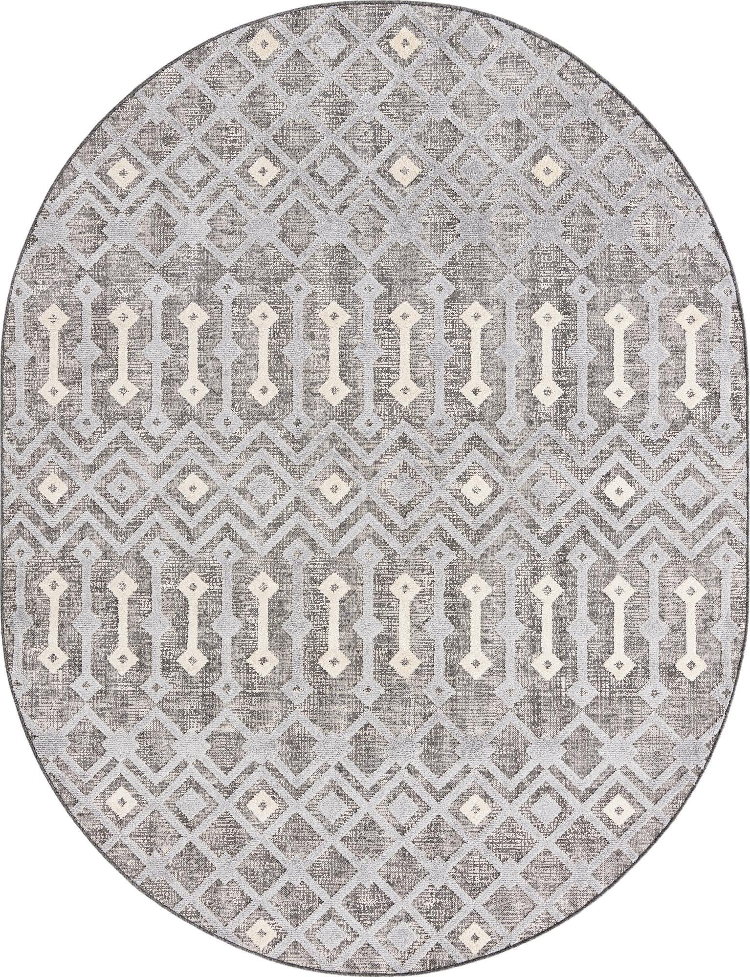 7' 10 x 10' Rothwell · Geometric lattice rug, gray and beige