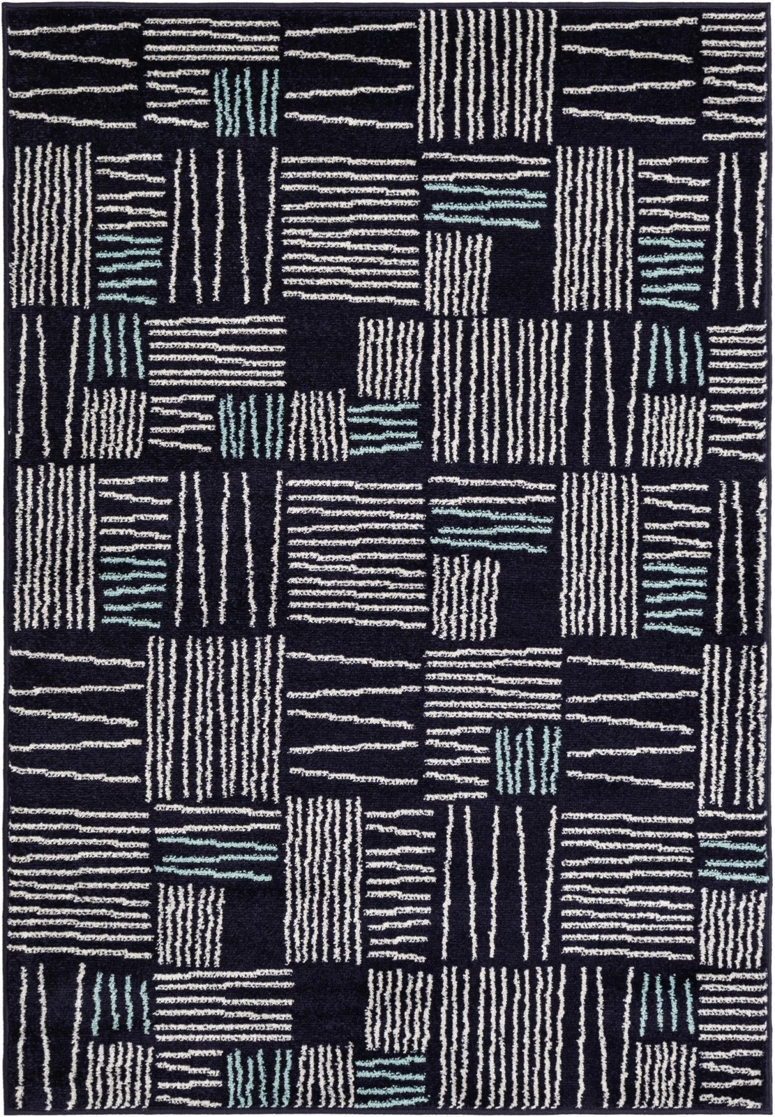 4' x 6' Snowberry · Abstract rug, navy blue