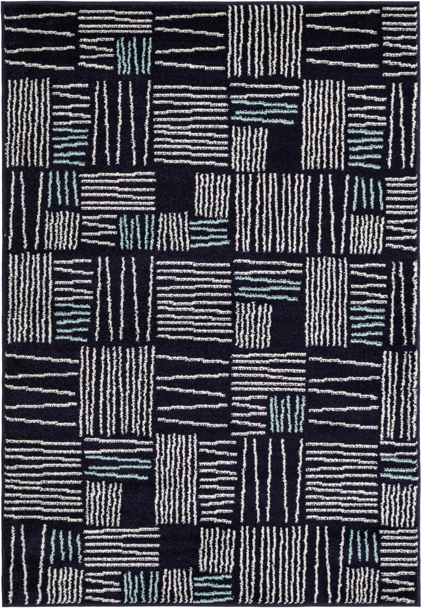 4' x 6' Snowberry · Abstract rug, navy blue