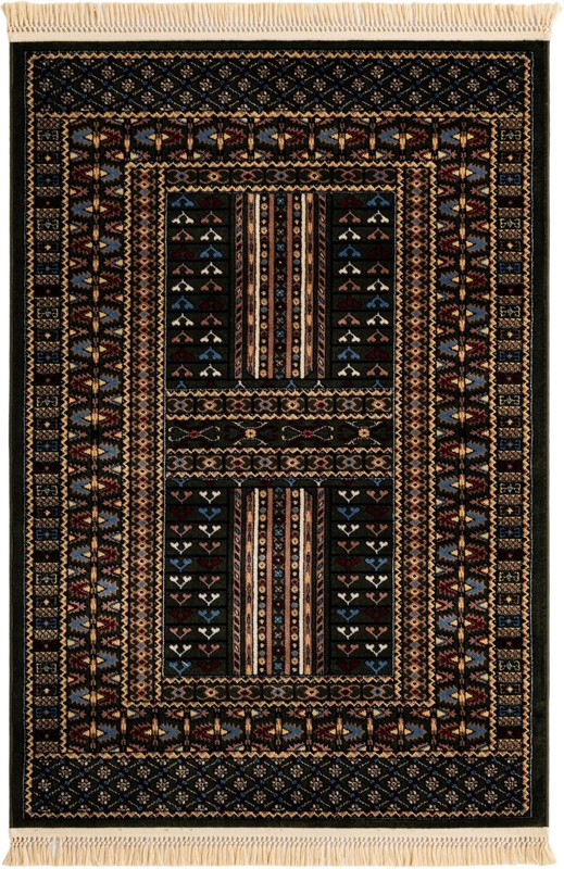 4' x 6' Pitcairn · Tribal geometric rug, dark green