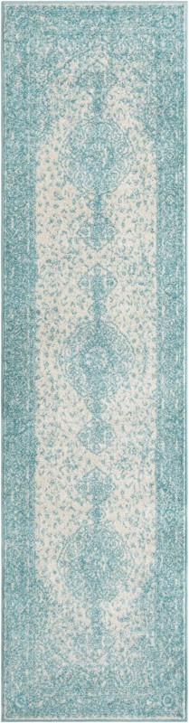 2' 7 x 10' Eudora · Border rug, aqua