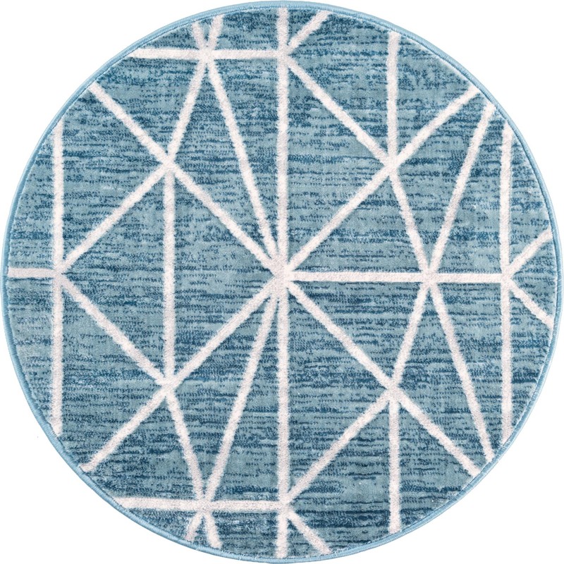 3' 3 x 3' 3 Gilman · Geometric rug, blue and ivory