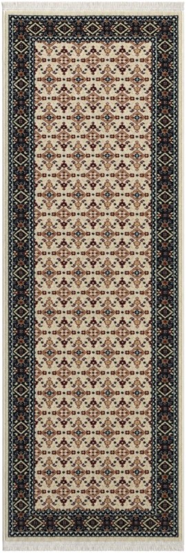 2' x 6' Fenton · Geometric lattice rug, ivory and navy
