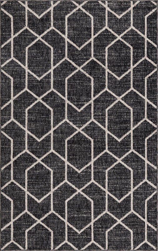 4' x 6' Glenwood · Geometric trellis rug, charcoal and ivory