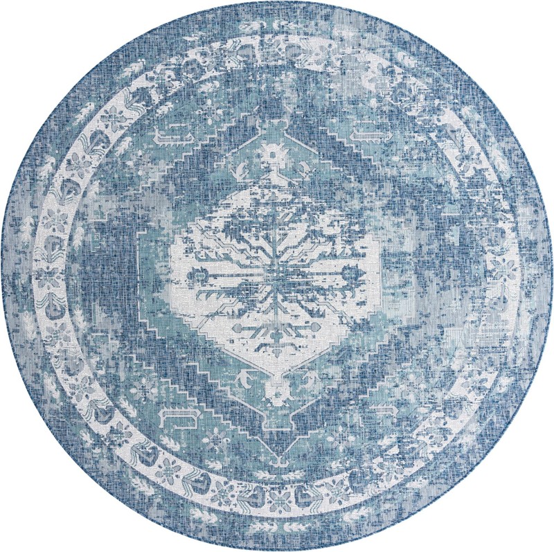 10' x 10' Wylie · Distressed medallion Outdoor Rug, shades of blue