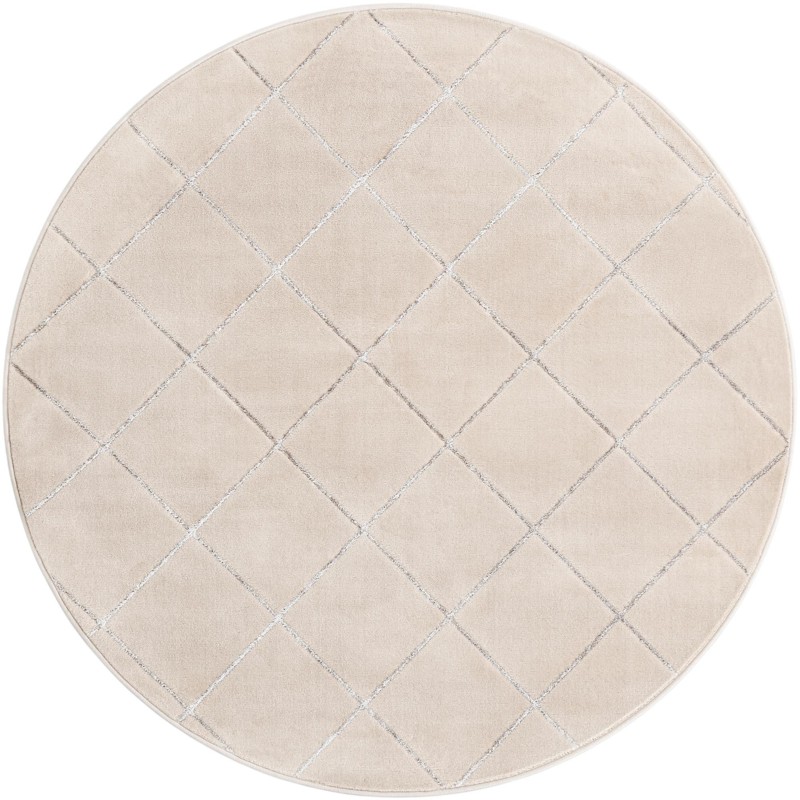 6' x 6' Gilchrist · Diamond rug, white and silver