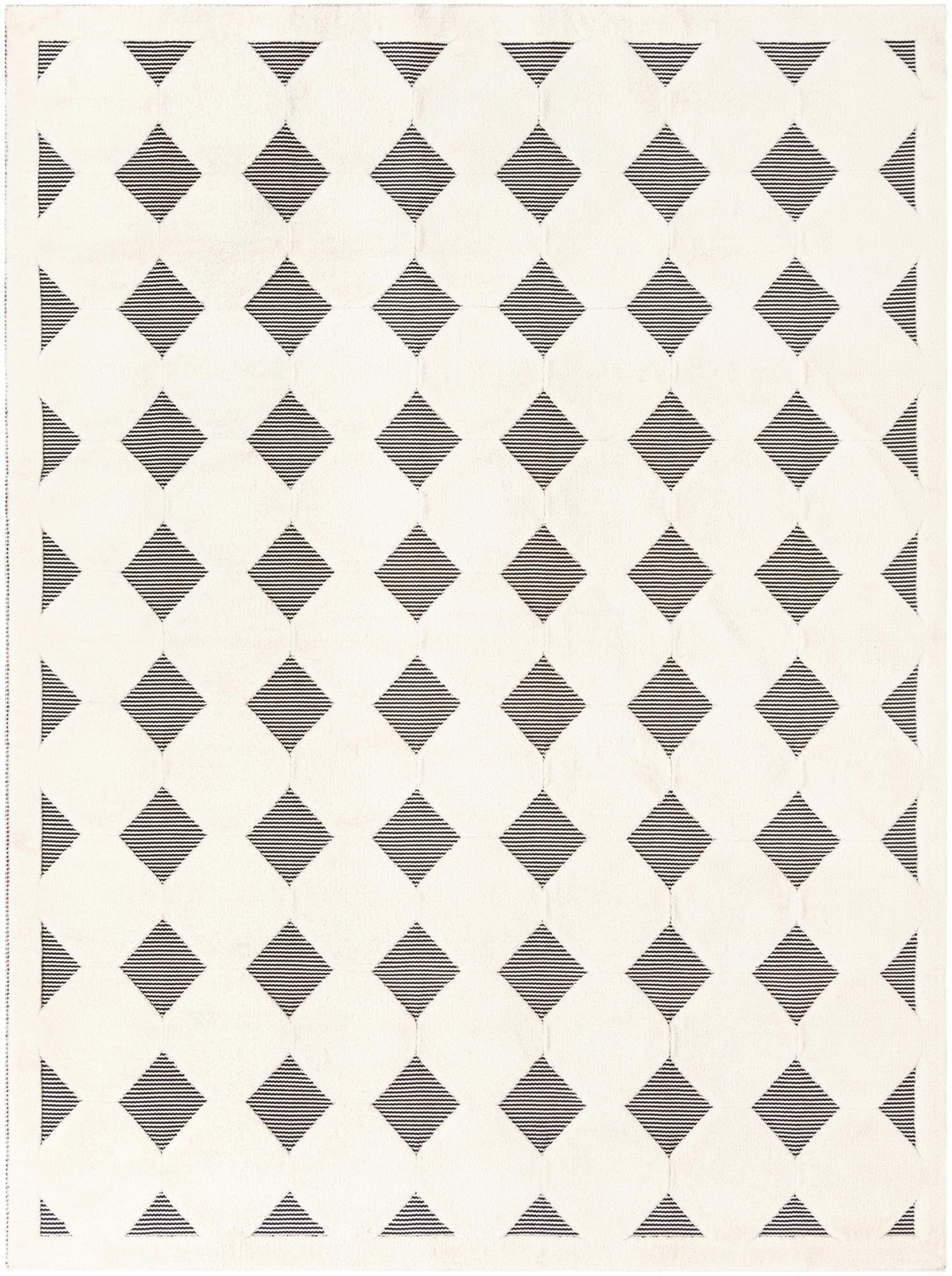 10' x 13' Snowmass · Diamond rug, black and white