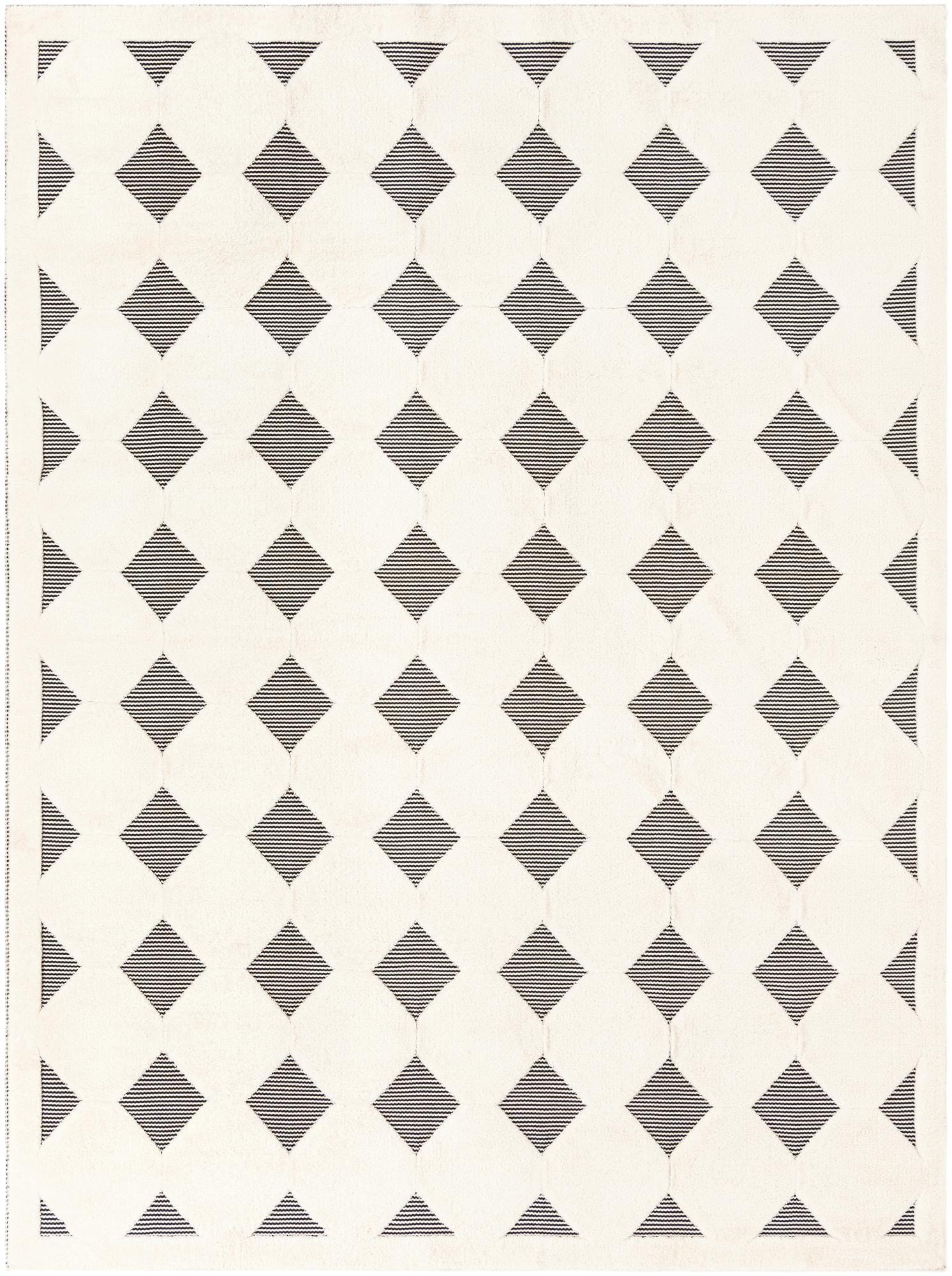 10' x 13' Snowmass · Diamond rug, black and white