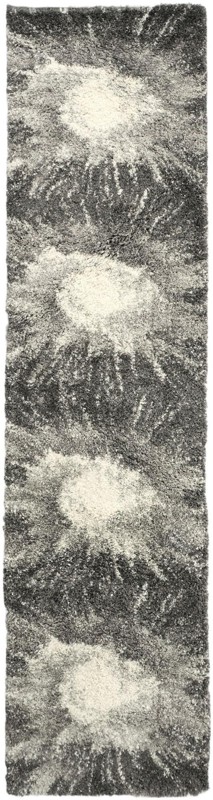 2' 7 x 10' Shirley · Abstract Shag Rug, gray and black