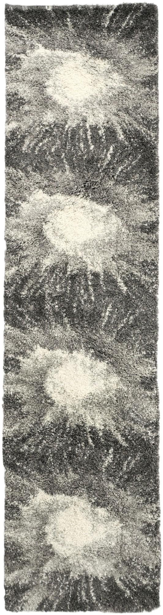 2' 7 x 10' Shirley · Abstract Shag Rug, gray and black