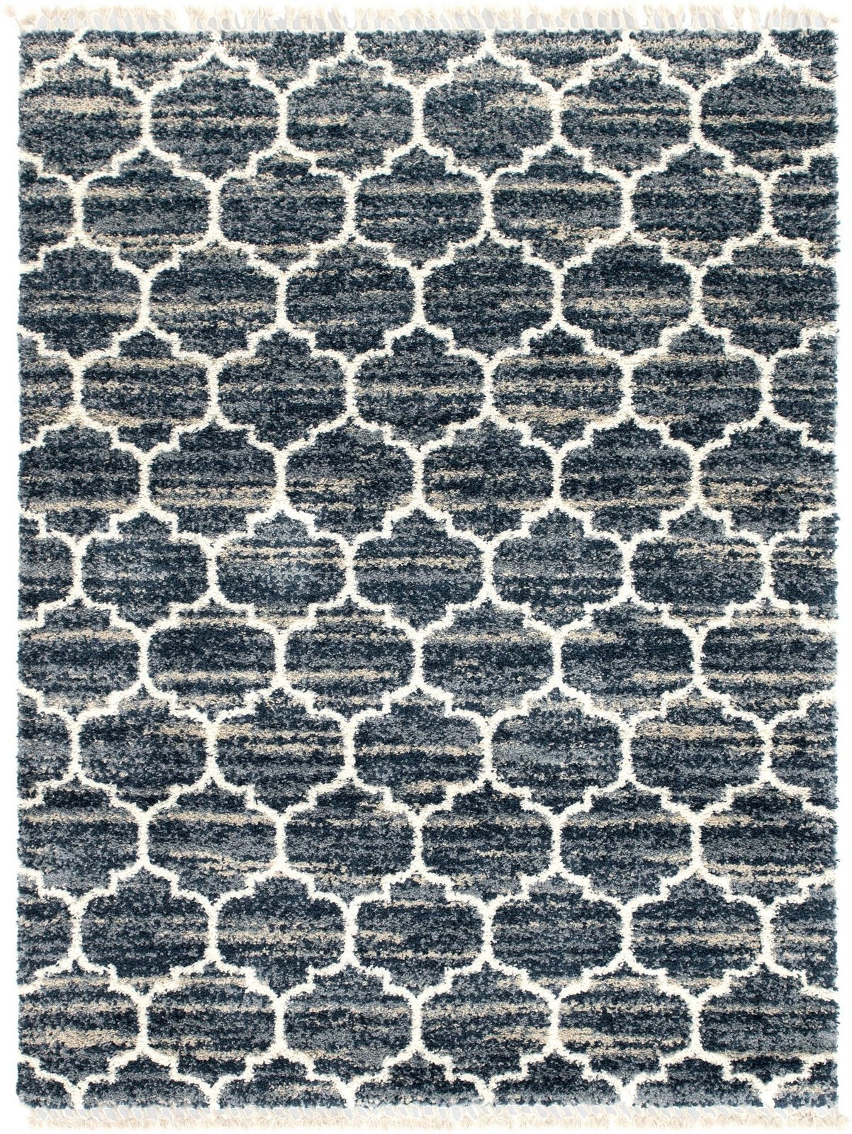 9' x 12' 2 Everett · Lattice shag rug, blue and ivory