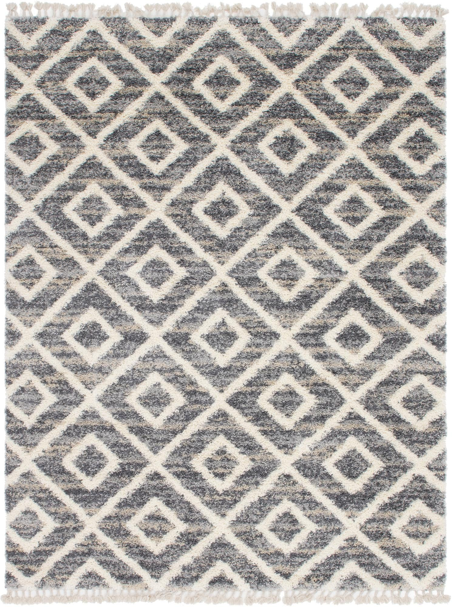 9' x 12' 2 Tunstall · Diamond Shag Rug, gray