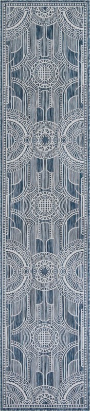 Brough · Border Outdoor Rug, blue