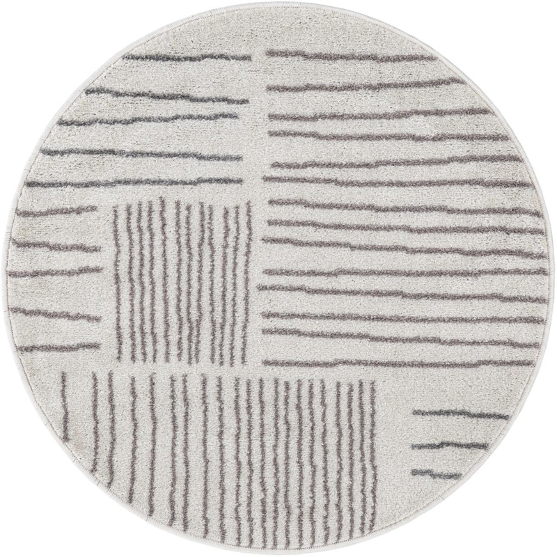 Bellingham · Linear abstract rug, ivory and gray