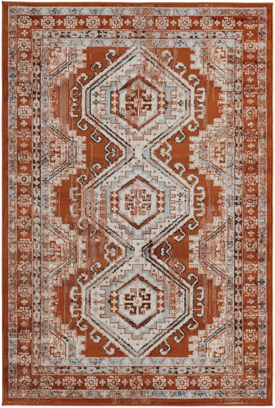 4' x 6' Harmon · Border rug, terracota red