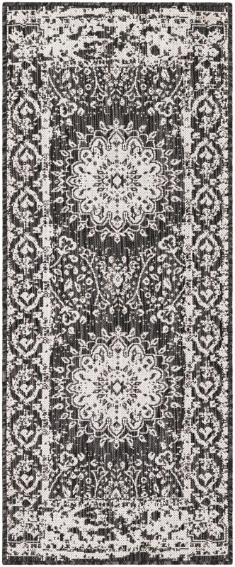 2' x 5' 3 Royce · Border Outdoor Rug, black and white