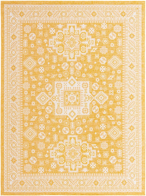 9' x 12' Bellamy · Border Outdoor Rug, yellow