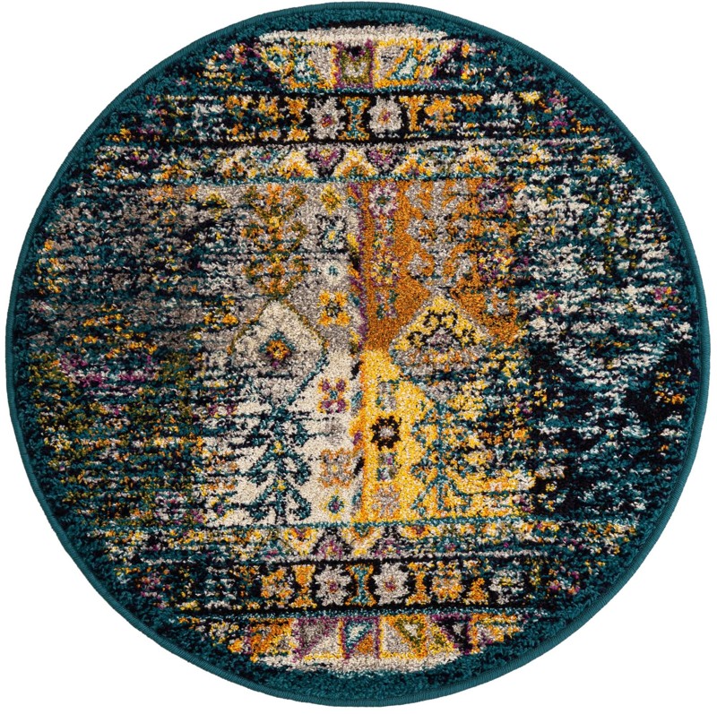 3' x 3' Cloudberry · Abstract rug, teal