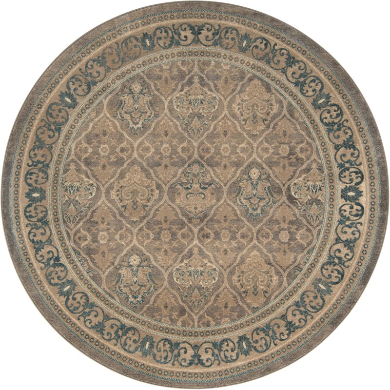 Swanson · Lattice medallion rug, gray and blue