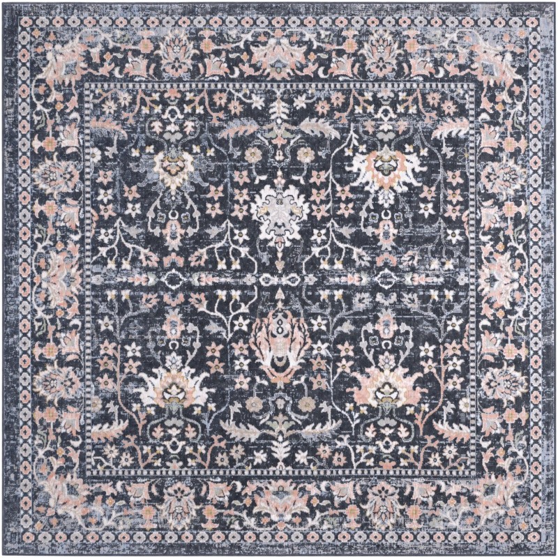 Sandys · Border Washable Rug, navy blue