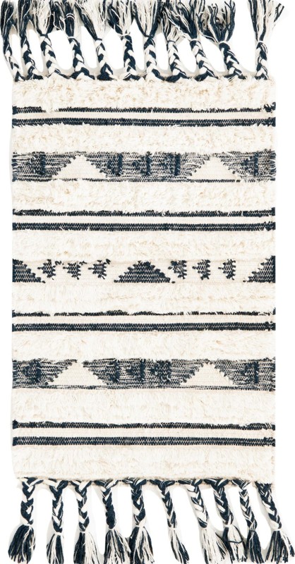 2' x 3' 1 Tolbert · Geometric striped Wool Rug, cream and navy