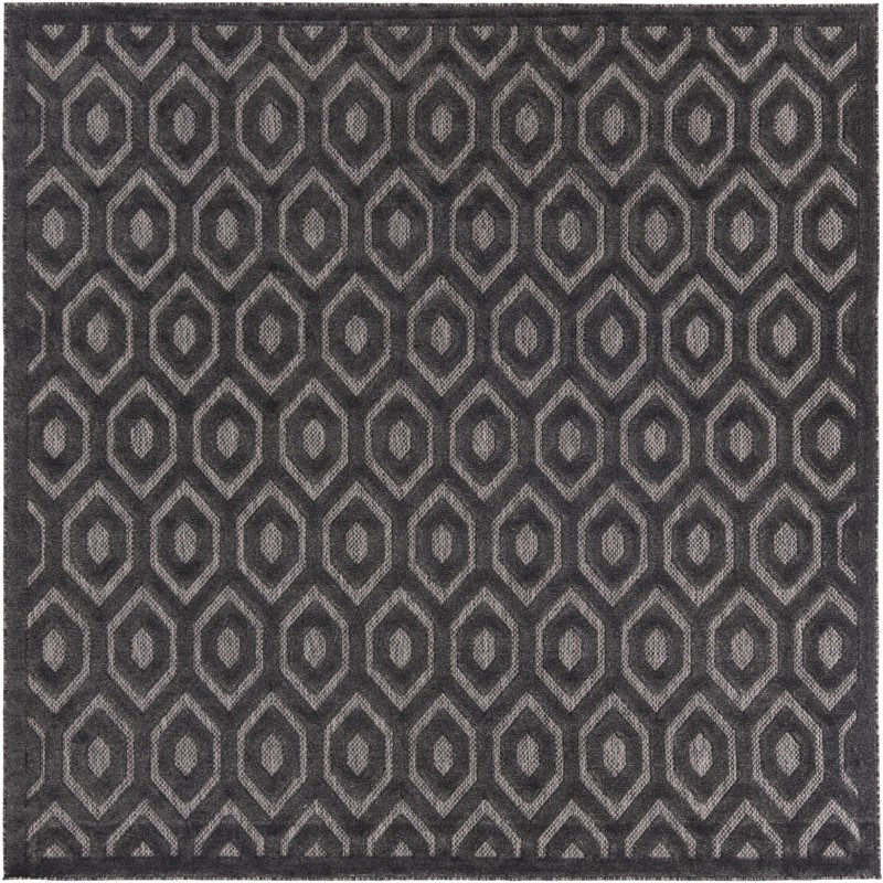 Roanoke · Geometric diamond Outdoor Rug, charcoal and ivory